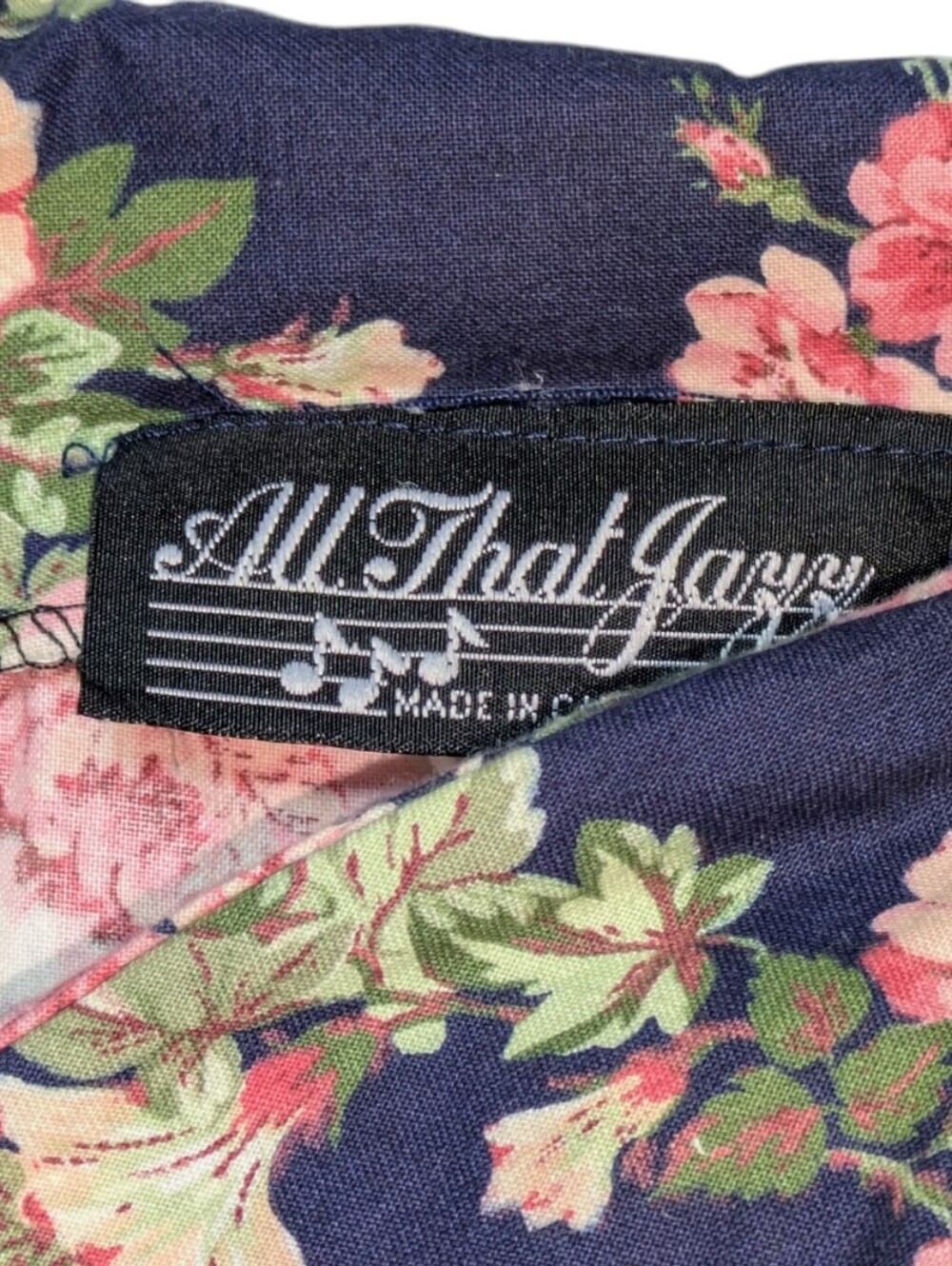 All That Jazz Navy Off-Shoulder Floral Romper with Pink Roses - Picture 2 of 3